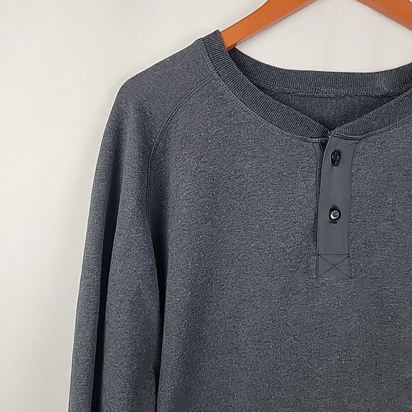 Lululemon All Town Henley Shirt Mens XL Gray Super Soft French Terry Heavyweight - Picture 3 of 10
